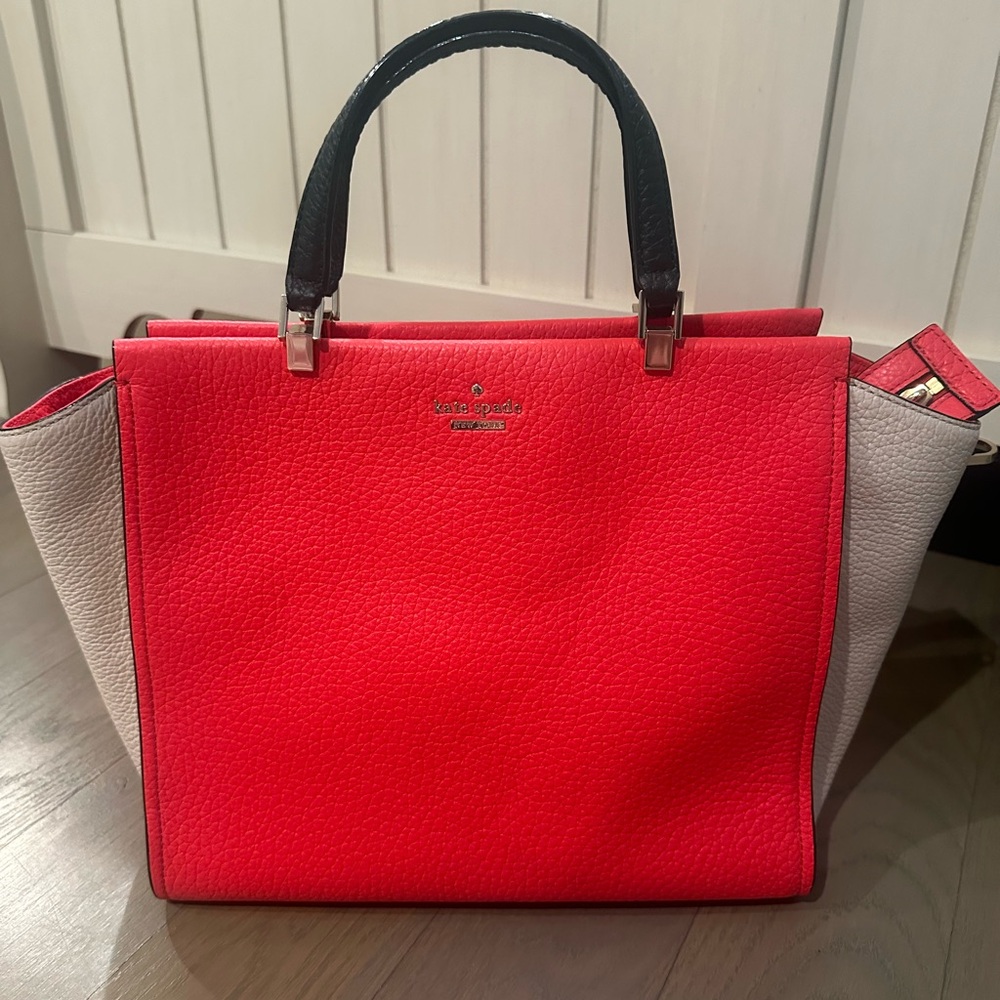 Kate Spade Vibrant Red and Cream Tote